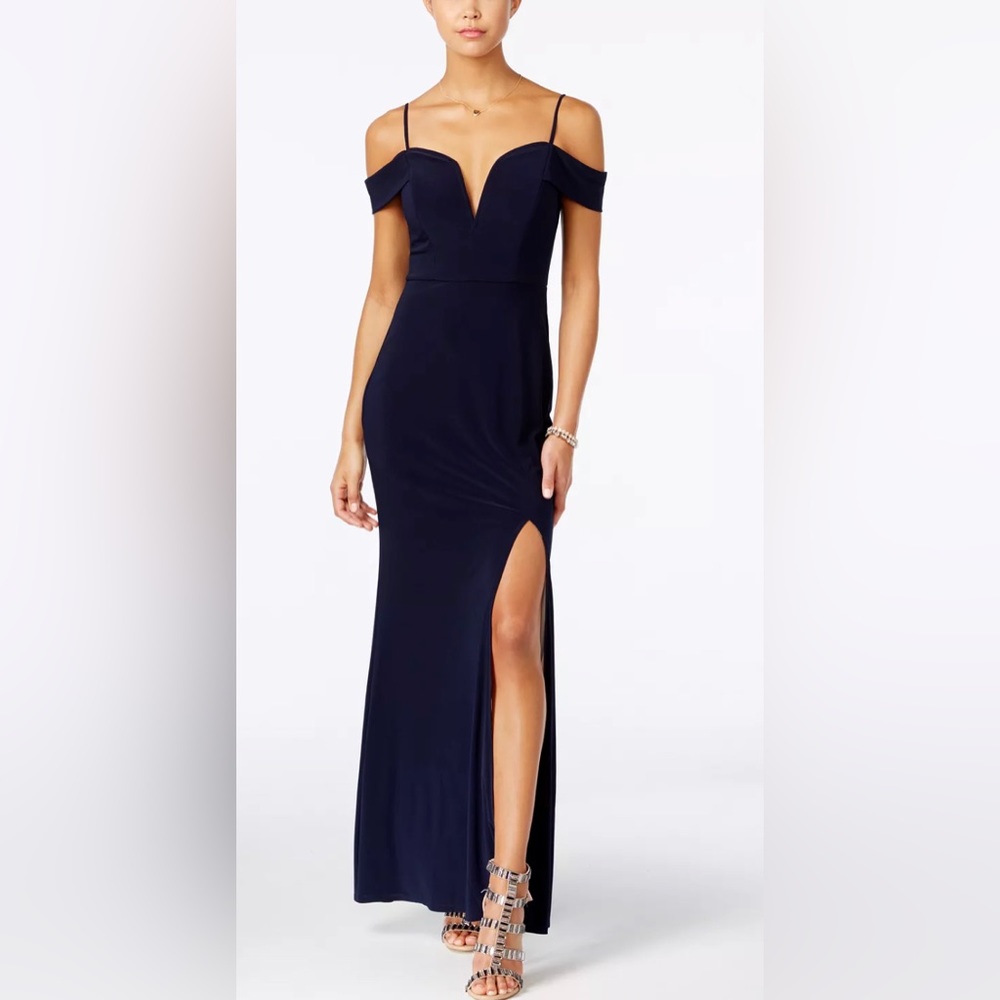 Navy Blue City Studio Long Prom Dress